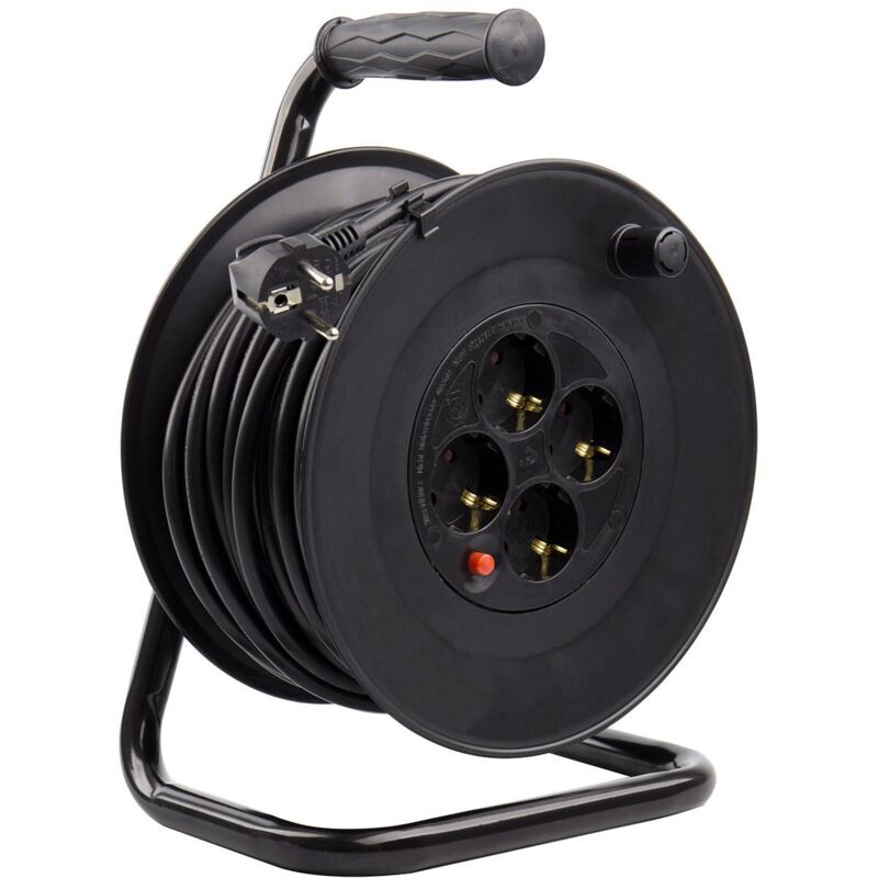 

Carrete Alargador de Cable 25m Negro. - Negro