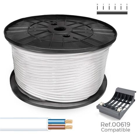 CARRETE CABLE MANGUERA PLANA BLANCA 2x0,75mm 700m (AUDIO) (BOBINA GRANDE Ø400x200mm)