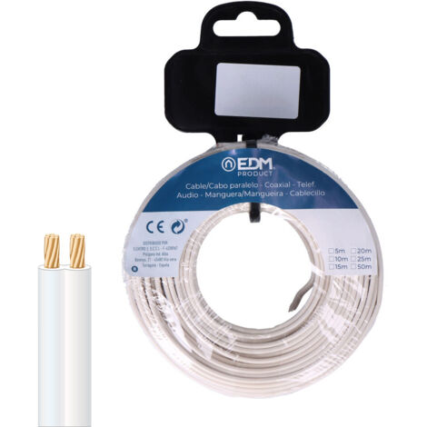 Carrete cable paralelo 2x0,75mm blanco 15m (audio)