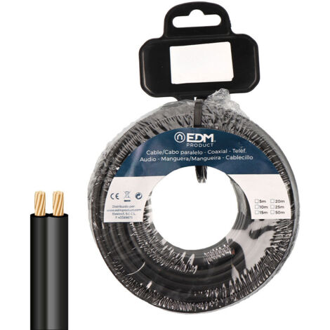 Carrete cable paralelo 2x0,75mm negro 10m