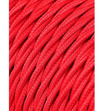 Carrete cable textil trenzado h03vv-f 2 x 0,75 mm² rojo, 25 m