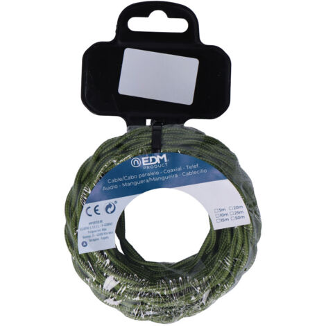 Carrete cable textil trenzado h03vv-f 2 x 0,75 mm² verde, 5 m