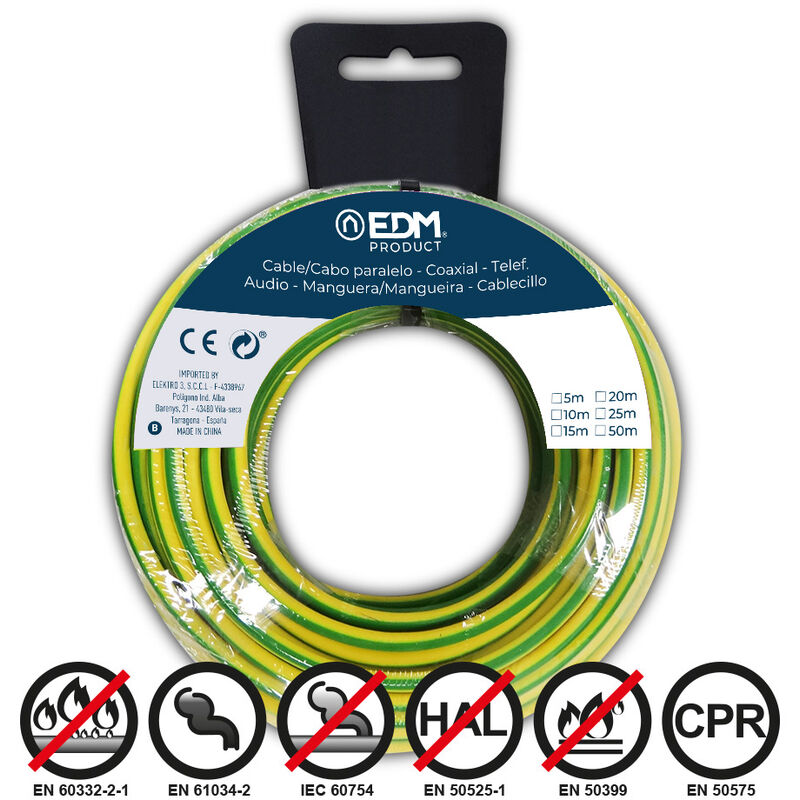 

Carrete cablecillo flexible 1,5mm bicolor 5mts libre de halógenos - EDM