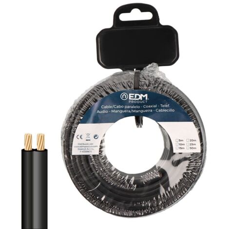Carrete cavo parallelo colore nero 2x0,75mm² 5m (Audio e video) EDM