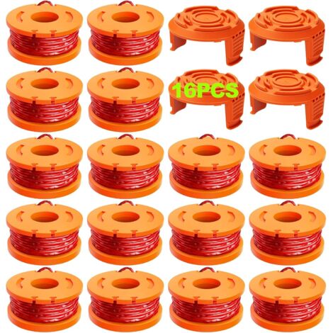 Carrete de 20 piezas para desbrozadora Worx (WA0010), carrete de repuesto para desbrozadora, cable de 0,2 cm para desbrozadora Worx, para desbrozadora Worx (16 cables, 4 tapones)