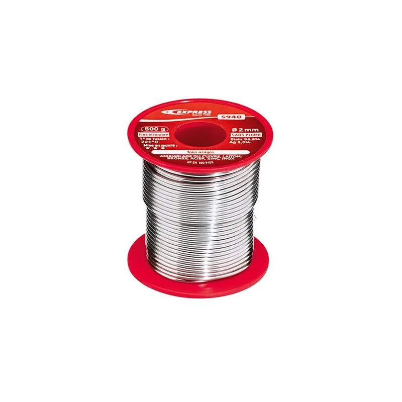 

Carrete de 500 g de soldadura de estaño a 96,5%3,5 %, plata 3,5%2 mm