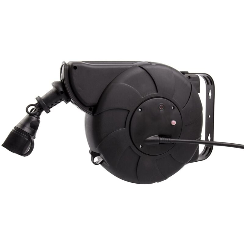 

Carrete de Cable Rebobinado Automático 11m + 2m IP44 para Pared Negro - Negro
