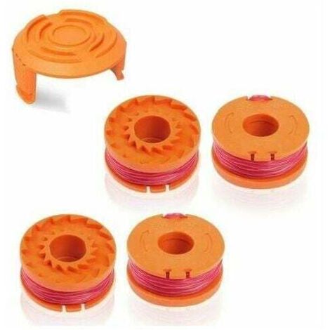 Carrete de hilo de repuesto Worx WA0004.1 Long Life para cortacésped Worx 20 V Ø 1,65 mm/3 m, compatible con Wg150, Wg151.5, Wg160, Wg163E.2, Wg163E.1, Wg174, Wg180 (4 carretes + 1 tapa)