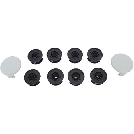 Carrete de hilo para desbrozadora Ryobi – 8 carretes + 2 tapas protectoras, hilo de nailon de 2,4 mm