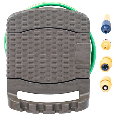 Carrete de manguera para pared con manguera plástico marrón vidaXL