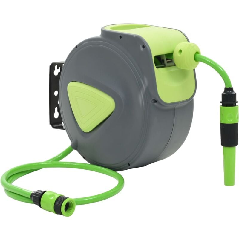 

vidaXL Carrete de manguera retráctil automático de pared 10+1 m - Verde