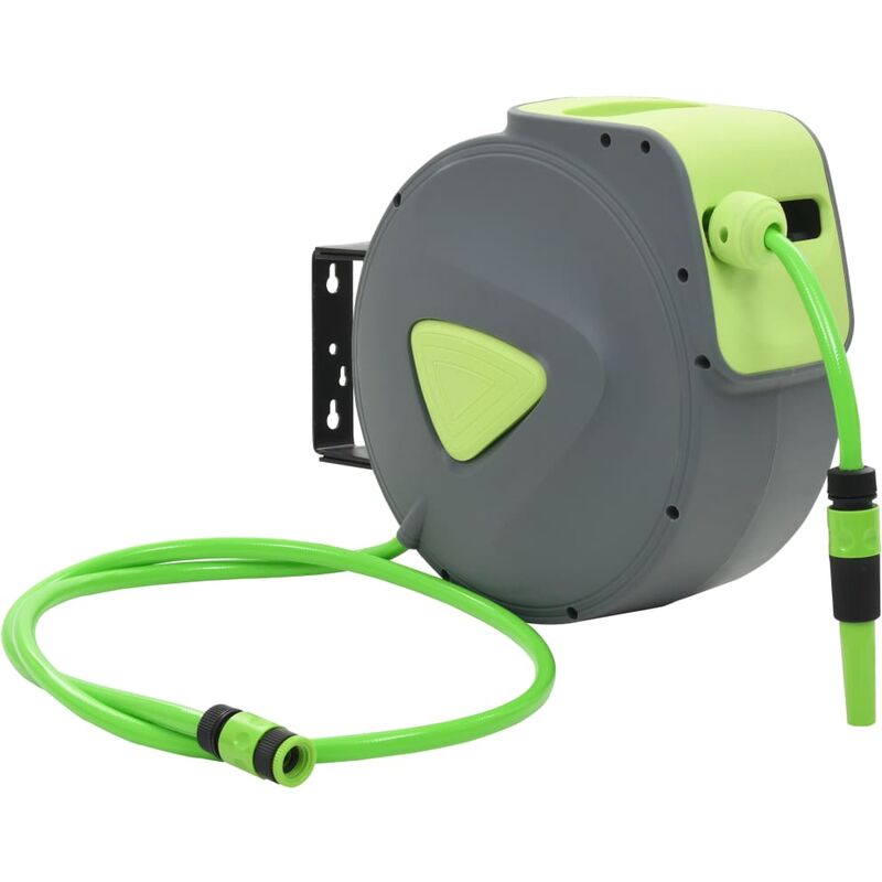 

vidaXL Carrete de manguera retráctil automático de pared 20+2 m - Verde