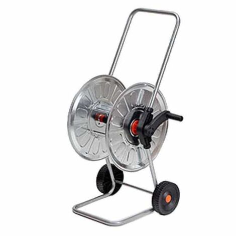 CARRETE DE ZINCATO PARA MANGUERA DE REGENERACI脫N, CON RUEDAS 60m 1/2" AG212