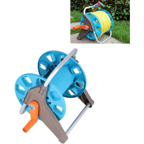 Carrete para manguera de jardín G1/2, soporte de aluminio para manguera de jardín de 30 m con ruedas y manivela.