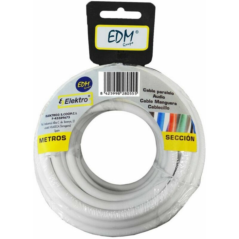 

Carrete paralelo 2x0,50mm blanco 5mts (audio) - EDM
