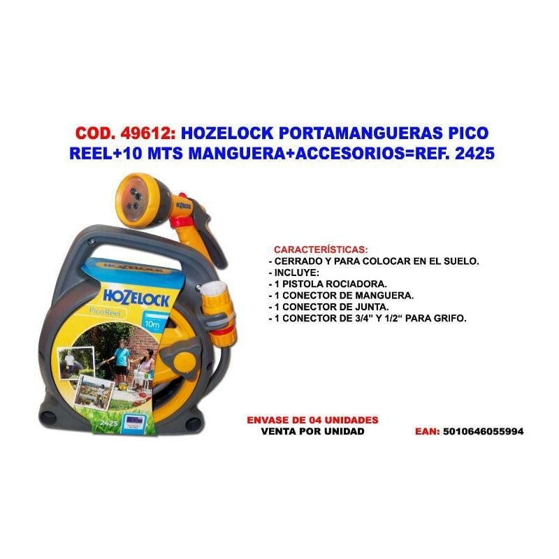 

hozelock portamangueras pico reel+10 m manguera+ acc. 2425 - Mibricotienda