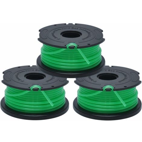 Carretes de repuesto para desbrozadoras, carrete autodesenrollable, 3 x 6 m de nailon e hilo resistente, hilo de ⌀2 mm Fontainebleau Pack de 3 Verde
