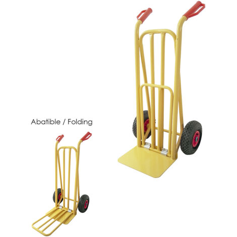 Carretilla almacen / sacos  con pala abatible ruedas neumáticas llantas de plástico