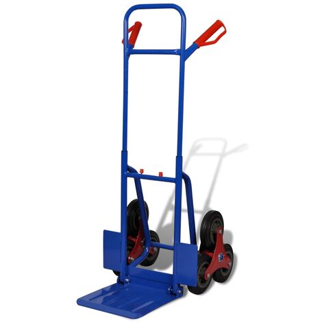 Carretilla de carga plegable con 6 ruedas azul