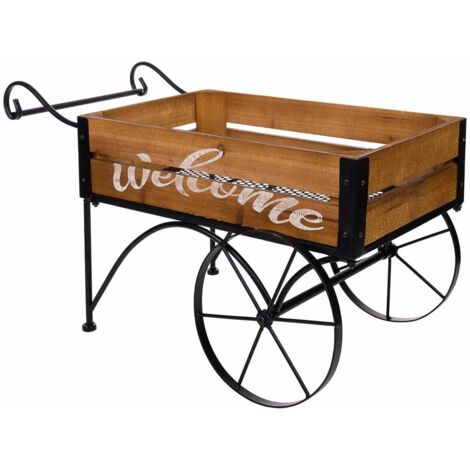 Carretilla de madera y metal 62x32x40,5h cm