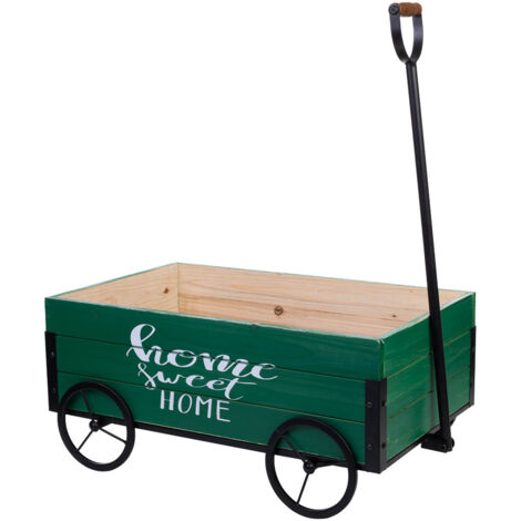 Carretilla de madera y metal con mango de arrastre 63x39,5x72h cm
