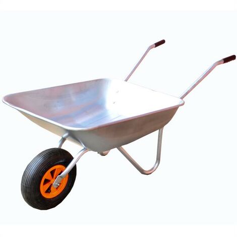 Carretilla Fuxtec FX-WB5260 Carga Máxima 80 kg Volumen 60 L Carro de transporte de acero galvanizado, carretilla de herramientas para jardín, rueda neumática incluida.