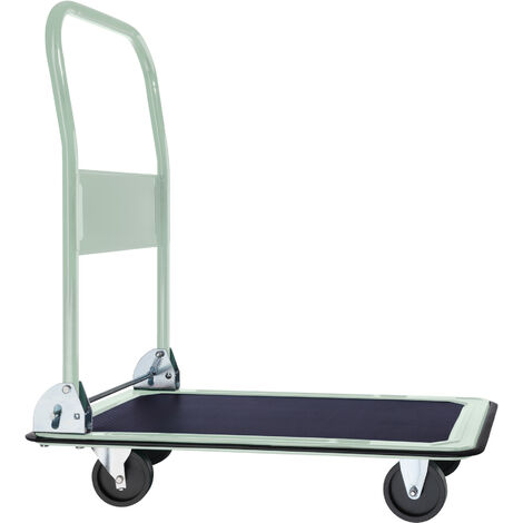 TECTAKE Carretilla plegable máx. 150kg de carga - transpaleta con pedal de accionamiento, carretilla de acero con ruedas para macetas, carretilla manual para mudanzas