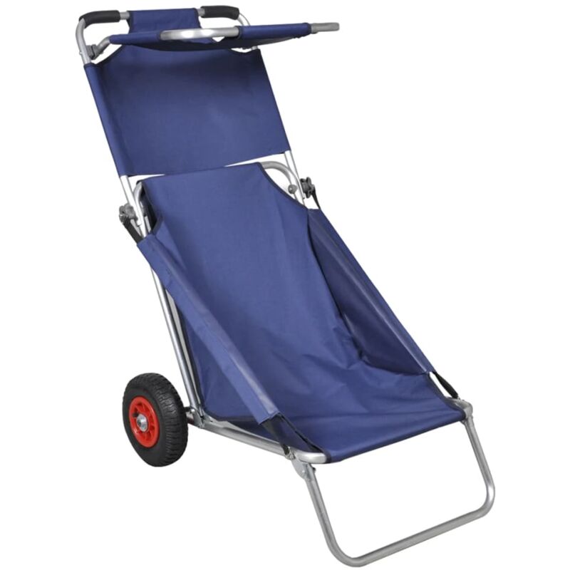 

vidaXL Carrito de playa portátil y plegable con ruedas azul - Azul