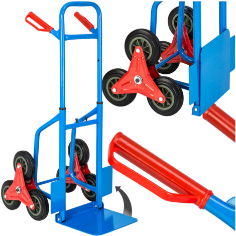 Carretilla sube escaleras hasta 100kg - transpaleta con pala para bordillos, carretilla de acero con triple rueda de goma, carretilla manual para mudanzas