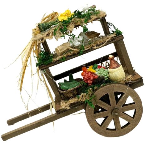 Carretto con Verdura 15,5 cm in Legno per Presepe 12095