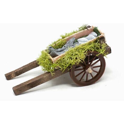 Carretto di Legno con Pesce per Presepe 11117B