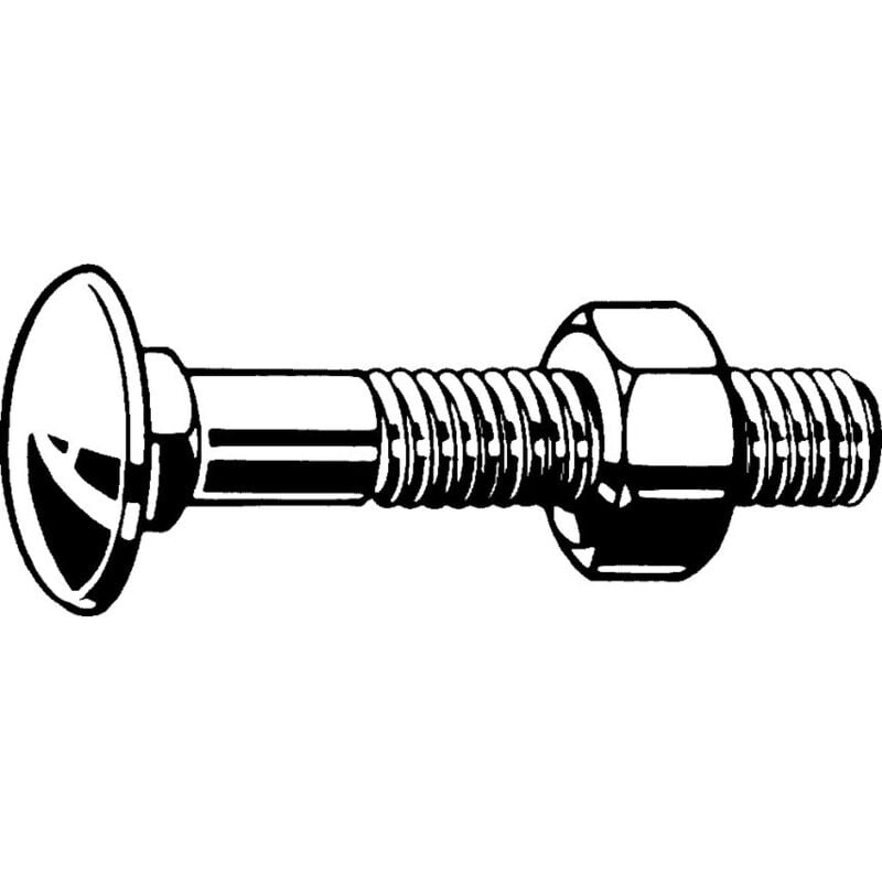 M6X45 Carriage Bolt c/w Nut bzp- you get 25 - Qualfast