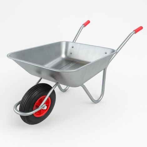 Carriola da Giardino 65L – Telaio in Acciaio Zincato, Ruota Pneumatica 4.00-6 Camera d’Aria, Portata 80kg – Ideale per Giardino,stalla,Cantiere