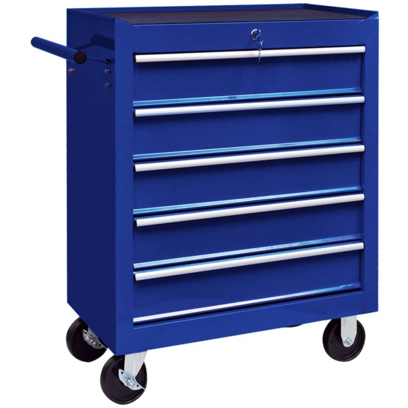 

vidaXL Carrito caja de herramientas 5 cajones azul - Azul