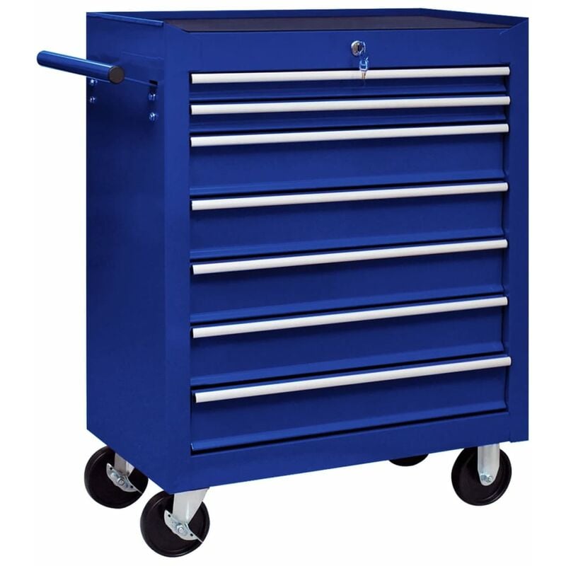 

Carrito caja de herramientas 7 cajones azul