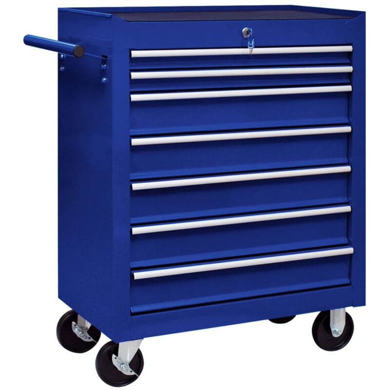 

vidaXL Carrito caja de herramientas 7 cajones azul - Azul