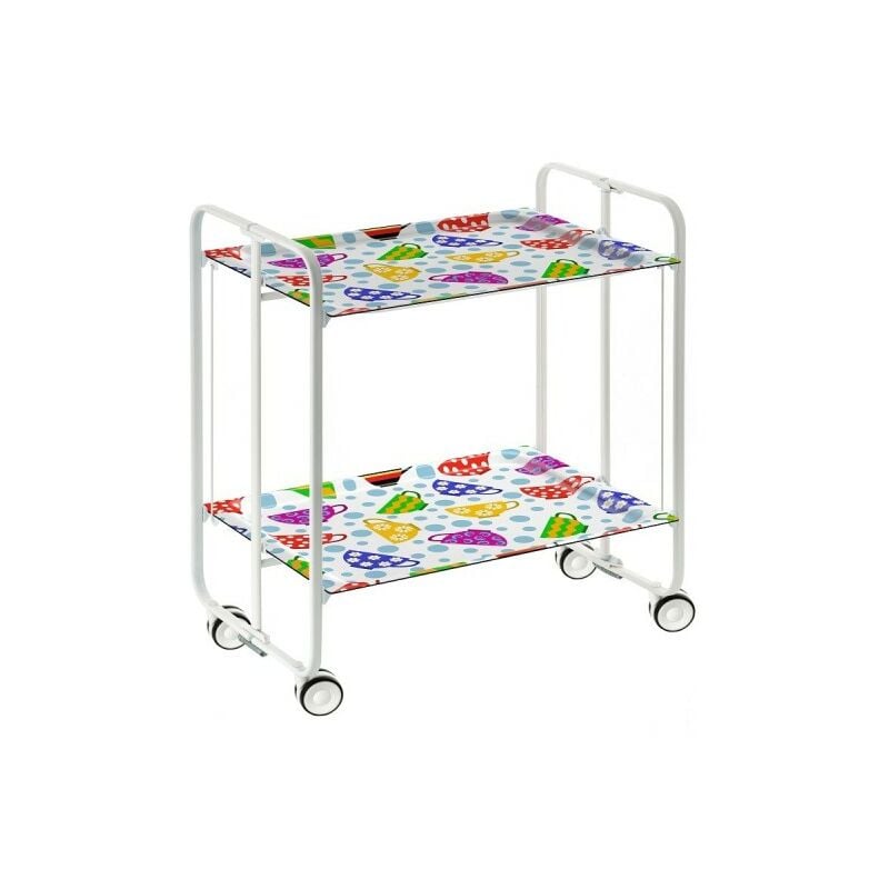 

Carrito auxiliar con ruedas BAUHAUS armazón metálico color blanco, 2 bandejas.,. Diseño y fabricación española. - Don Hierro