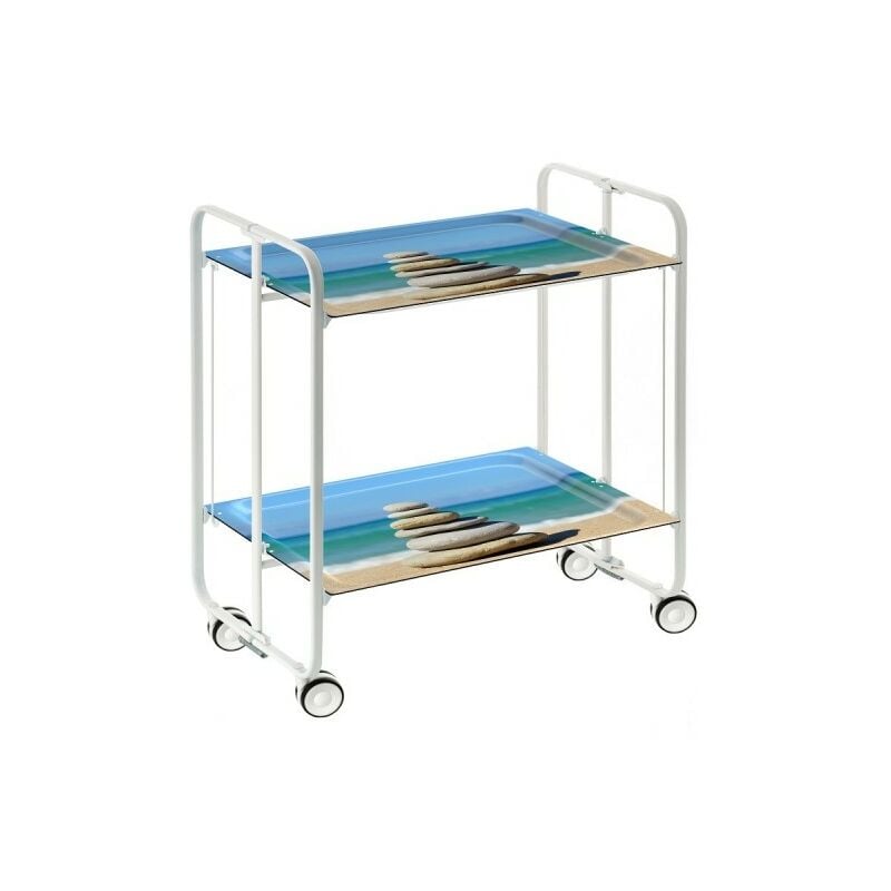 

Carrito auxiliar con ruedas BAUHAUS armazón metálico color blanco, 2 bandejas.,. Diseño y fabricación española. - Don Hierro