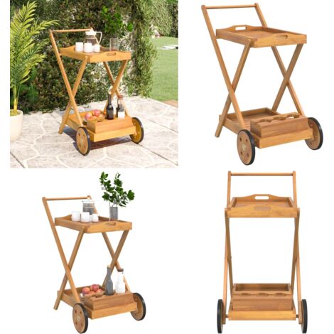 Carrito camarera madera maciza de acacia 54x87x90 cm - Carrito de madera - Acacia