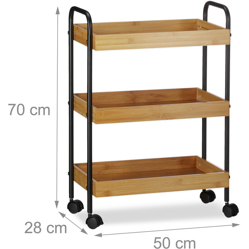 Hogar y cocina Cocina Relaxdays Carrito Cocina con 3 Niveles y Ruedas