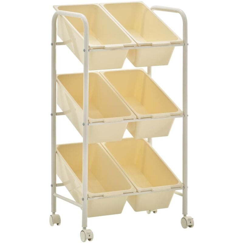 

Carrito de almacenaje de juguetes 6 cestas plástico blanco