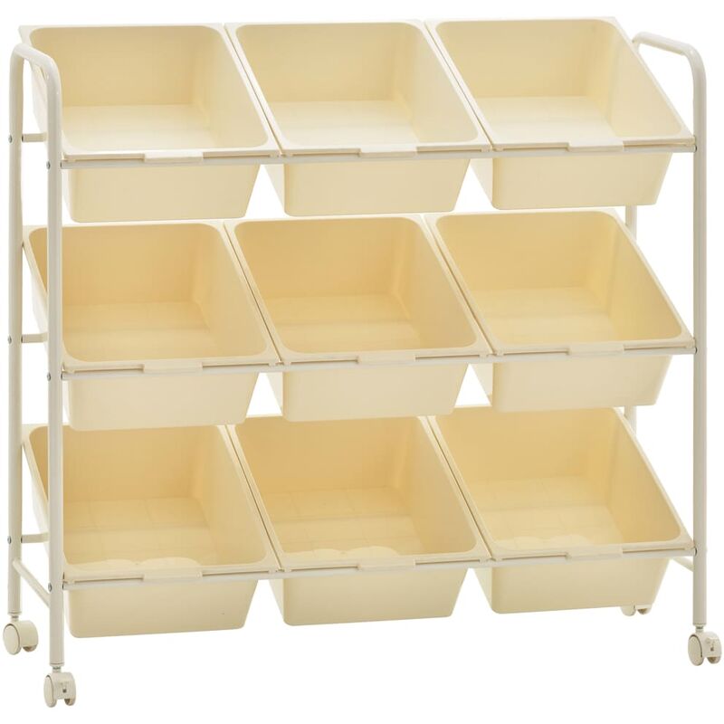 

vidaXL Carrito de almacenaje de juguetes 9 cestas plástico blanco - Blanco