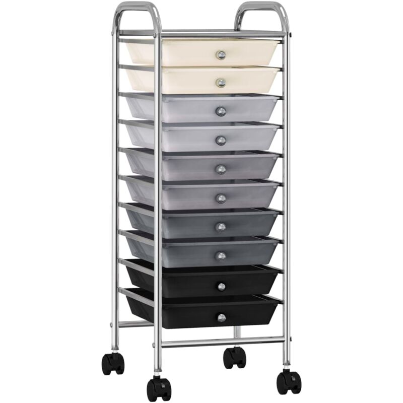 

vidaXL Carrito de almacenaje portátil 10 cajones plástico ombre - Multicolor