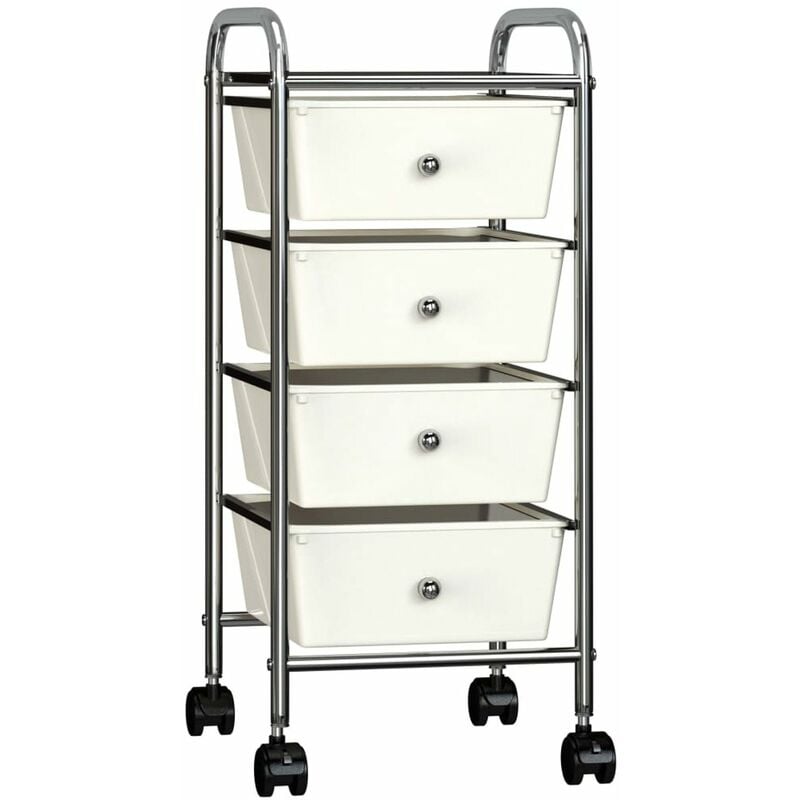 

Carrito de almacenaje portatil 4 cajones plastico blanco