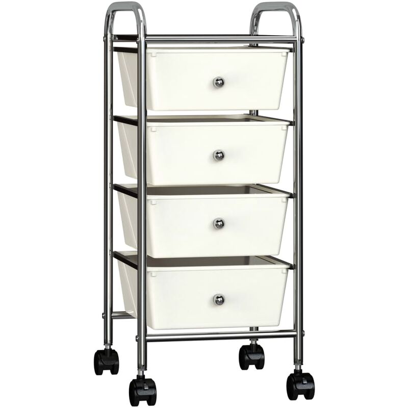 

Carrito de almacenaje portátil 4 cajones plástico blanco