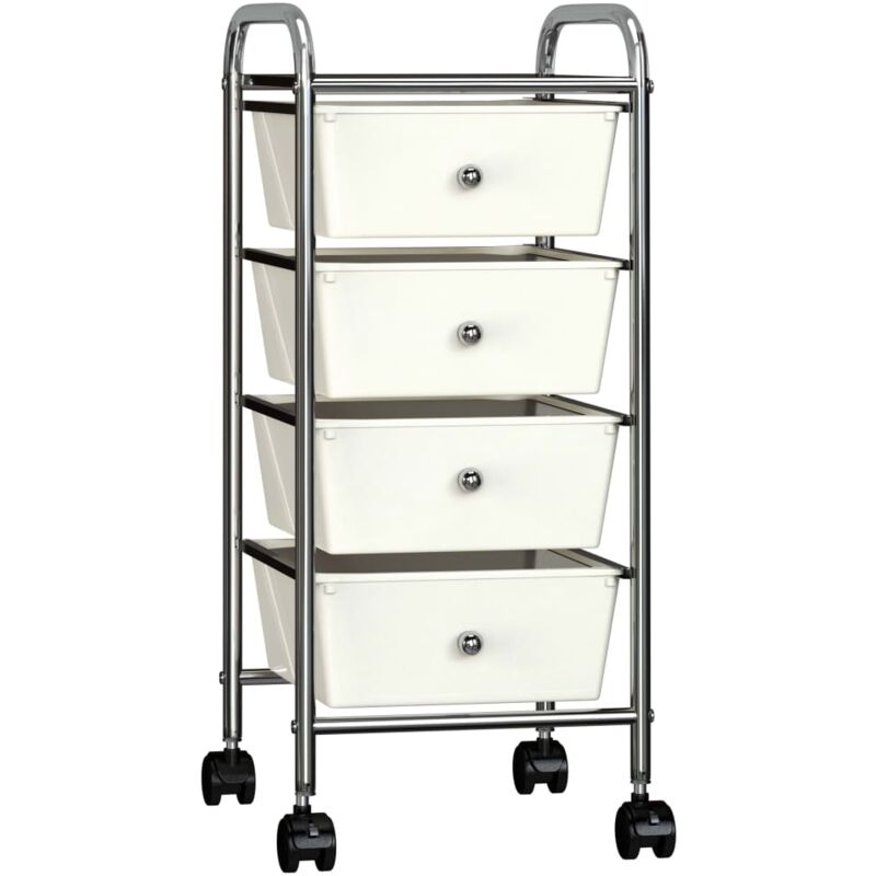 

Carrito de almacenaje portátil 4 cajones plástico blanco - Blanco - Vidaxl
