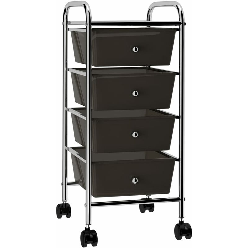 

Carrito de almacenaje portátil 4 cajones plástico negro