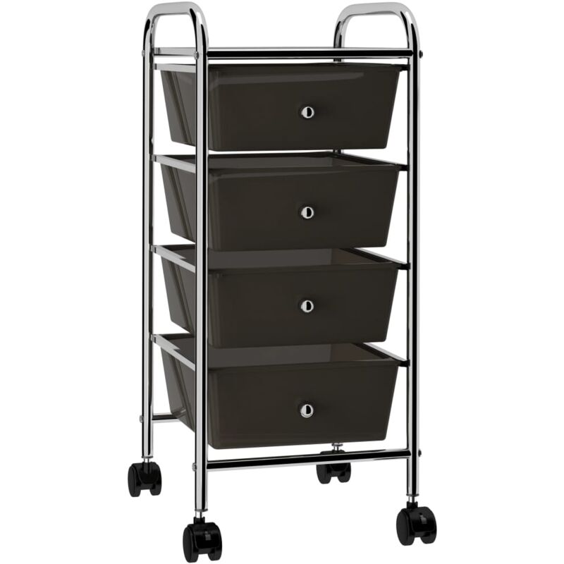 

vidaXL Carrito de almacenaje portátil 4 cajones plástico negro - Negro