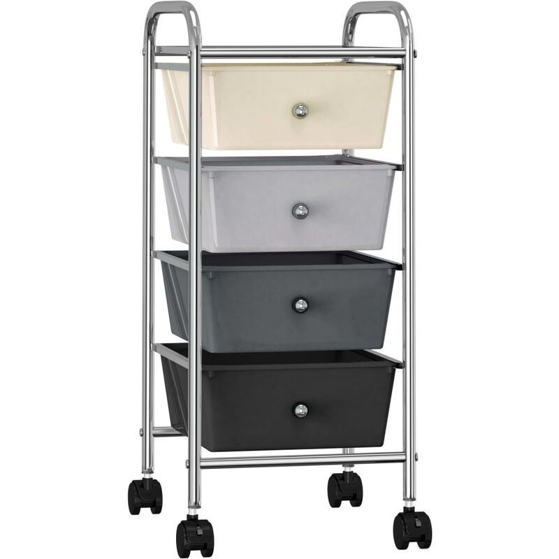 

vidaXL Carrito de almacenaje portátil 4 cajones plástico ombre - Multicolor