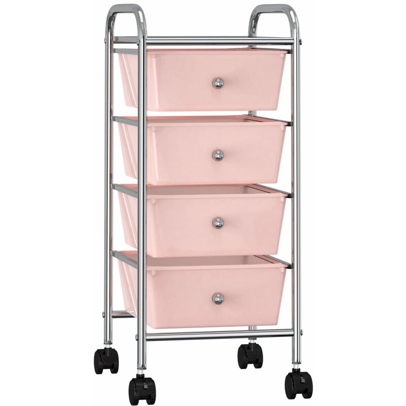 

Carrito de almacenaje portátil 4 cajones plástico rosa